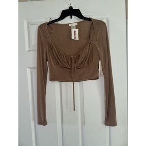 URBAN Romantics Brown Long Sleeve Crop Top